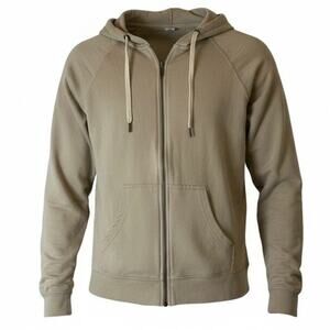 Independent Trading Co Men’s Zip Up Hoodie Tan Beige Full Zip Sweatshirt Medium